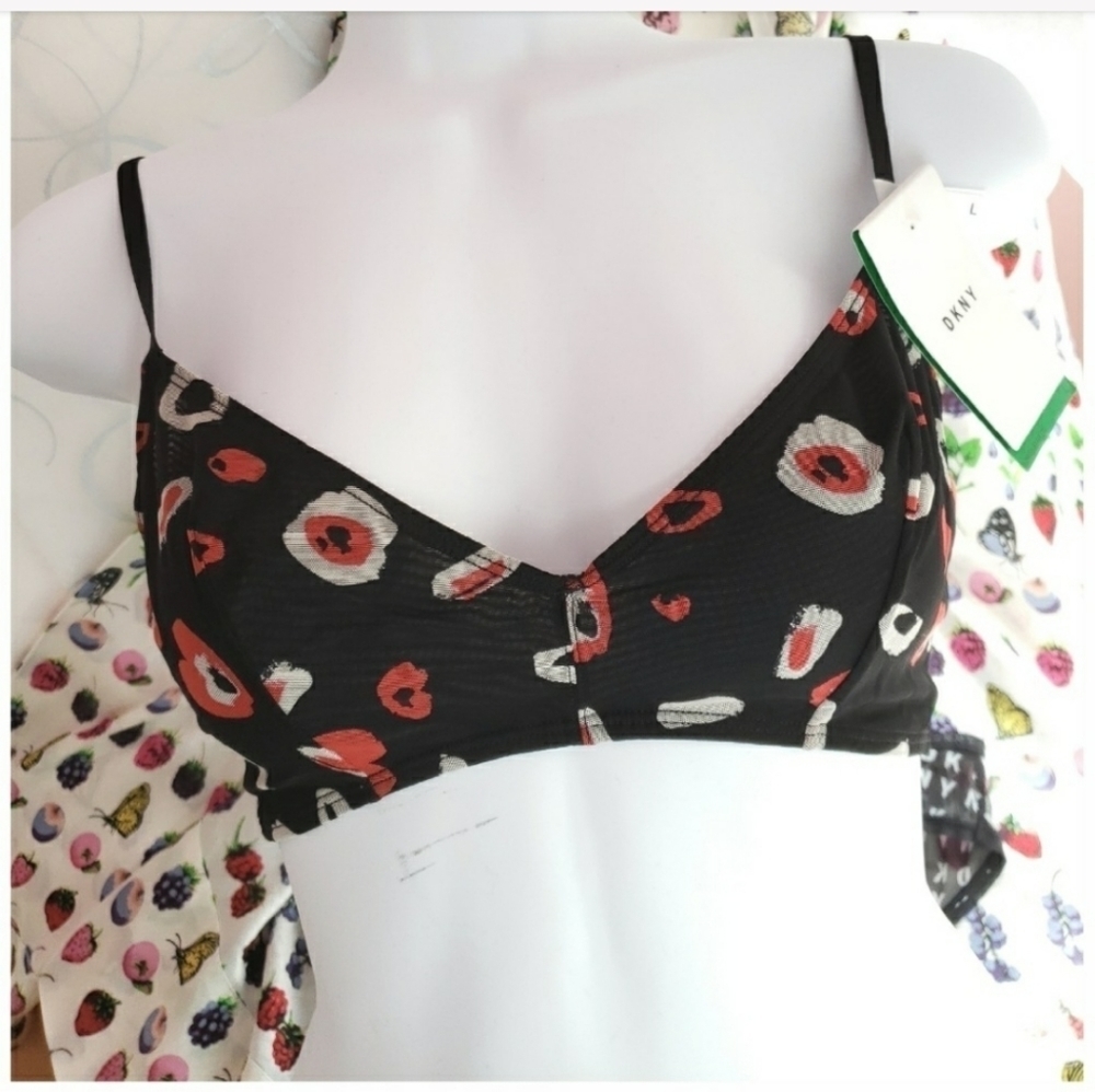 Dkny Mesh Bra Black Red Medium